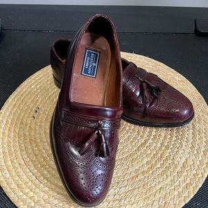 Bostonian Men Burgundy Leather Tassel Wingtip Oxford Kilties Dress Shoes size 7